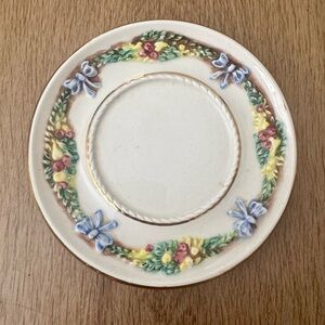 R. Capodimonte Italy Floral Wreath and Bow Ceramic Plate